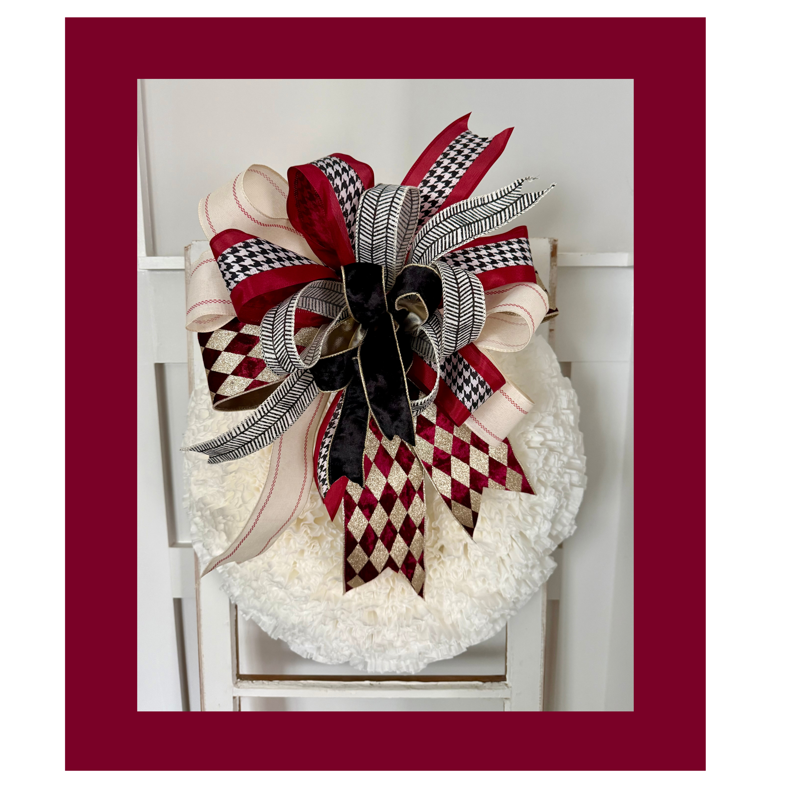 Crimson and White Bow